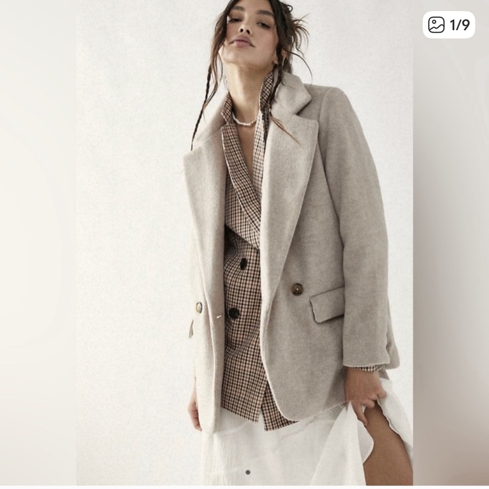 Free People Mari Solid Jacket Blazer Beige XL